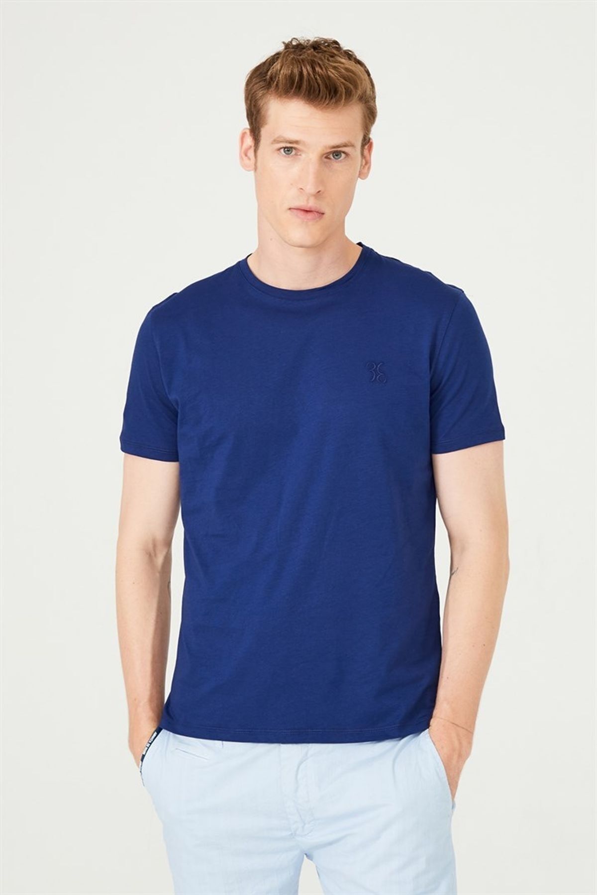 Erkek Bisiklet Yaka Kısa Kollu T-Shirt - 5