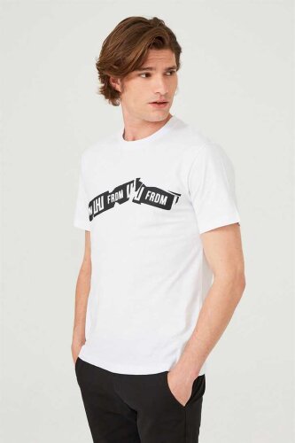 Erkek Bisiklet Yaka Logolu T-Shirt - 2