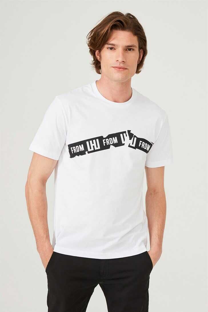 Erkek Bisiklet Yaka Logolu T-Shirt - 3