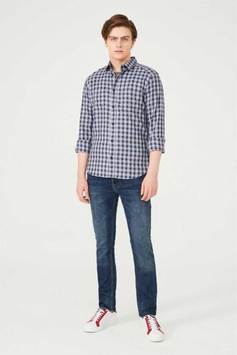 Erkek Kareli Uzun Kollu Gömlek - 2