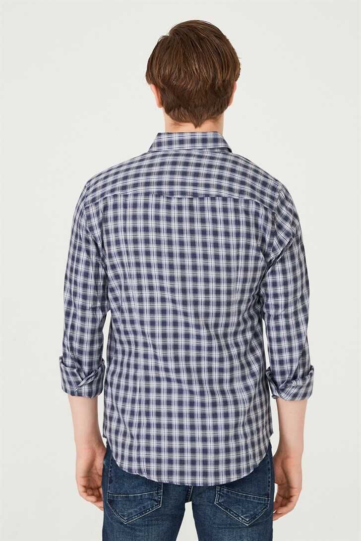 Erkek Kareli Uzun Kollu Gömlek - 7
