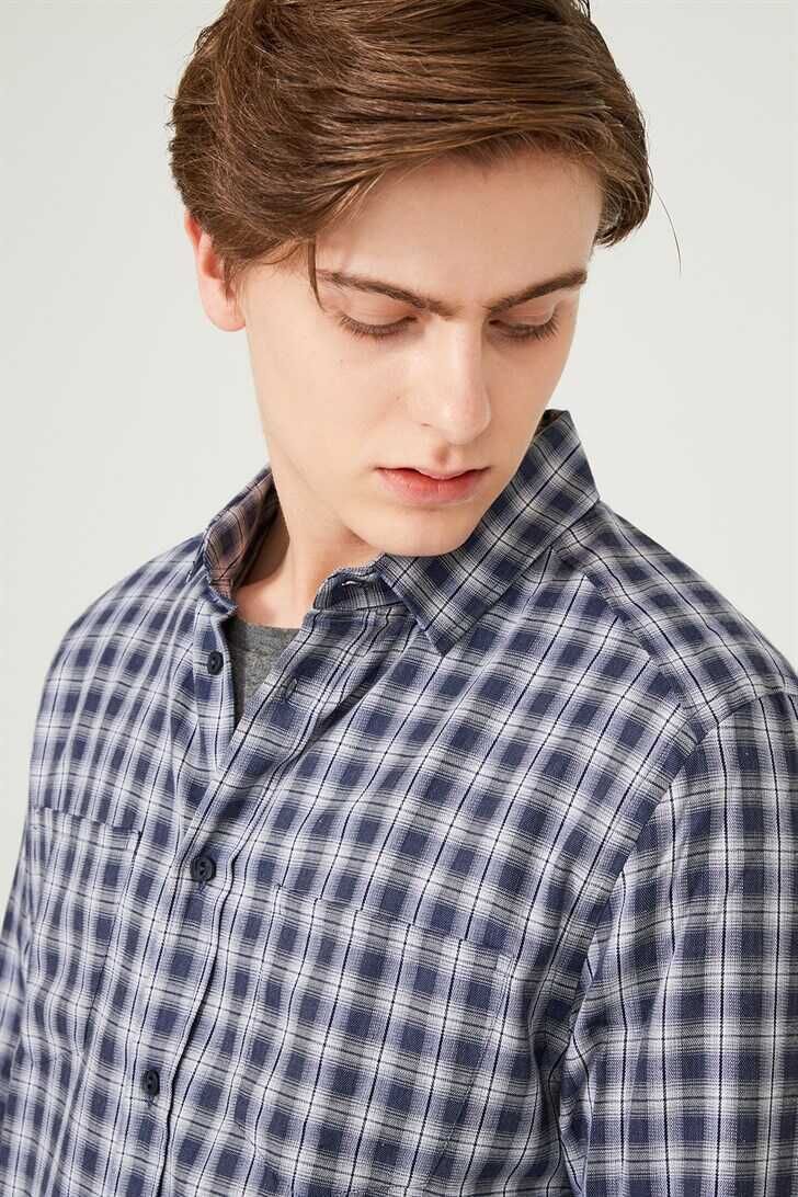 Erkek Kareli Uzun Kollu Gömlek - 8