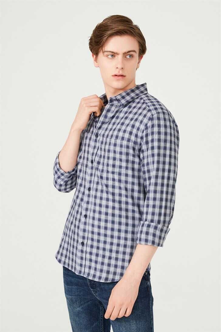 Erkek Kareli Uzun Kollu Gömlek - 10