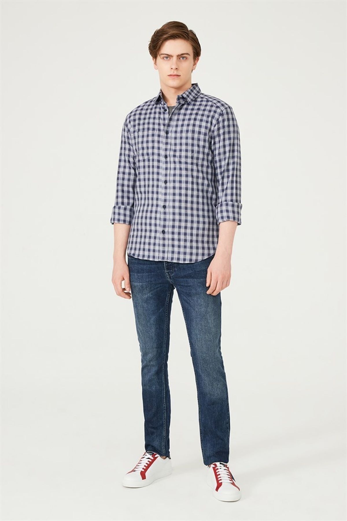 Erkek Kareli Uzun Kollu Gömlek - 12