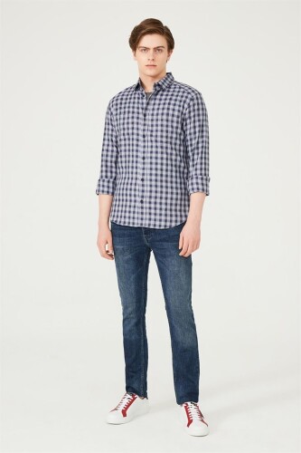 Erkek Kareli Uzun Kollu Gömlek - 13