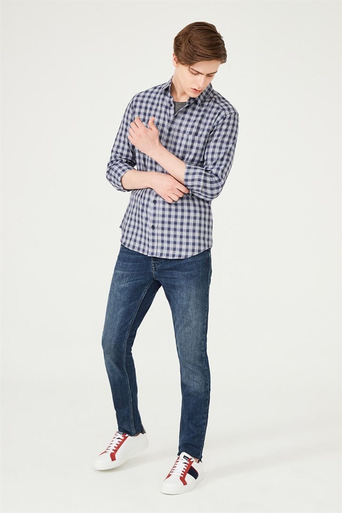 Erkek Kareli Uzun Kollu Gömlek - 14