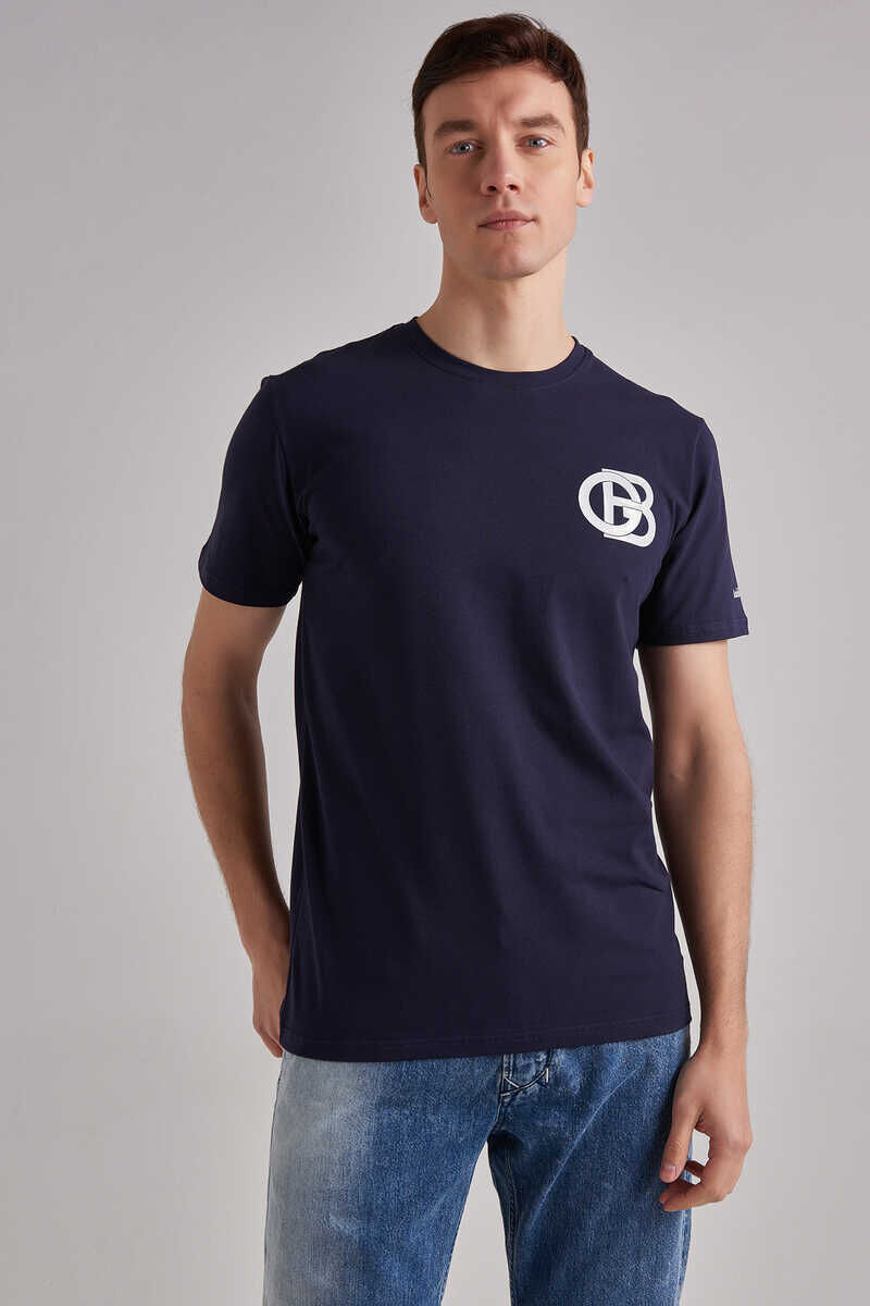 Erkek Kısa Kollu Bisiklet Yaka T-Shirt - 1