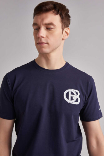 Erkek Kısa Kollu Bisiklet Yaka T-Shirt - 3