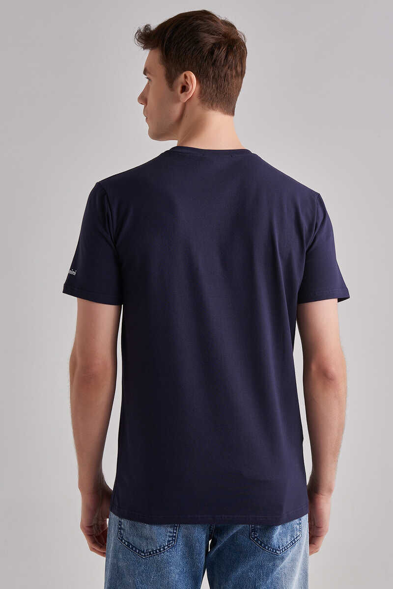 Erkek Kısa Kollu Bisiklet Yaka T-Shirt - 5