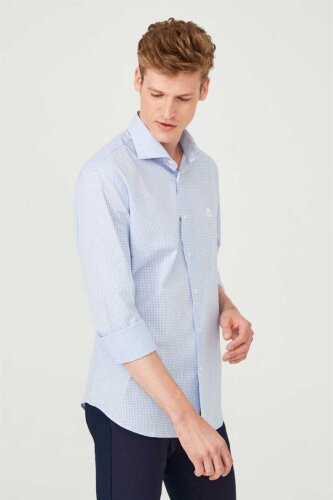 Erkek Uzun Kollu Kareli Gömlek - 2