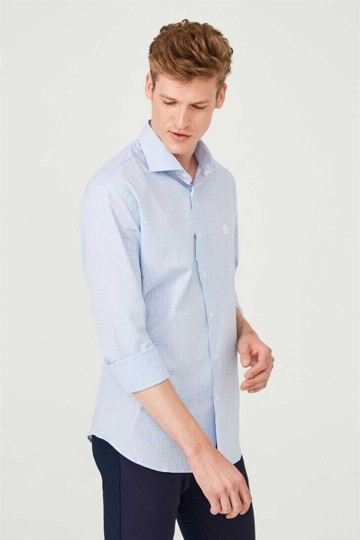 Erkek Uzun Kollu Kareli Gömlek - 3