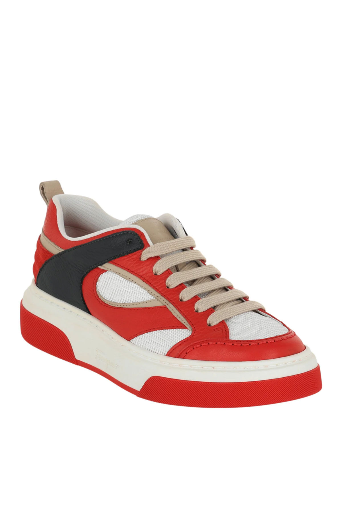 Ferragamo Erkek Bağcıklı Deri Sneaker - 1
