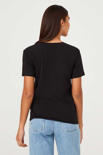 Frankie Morello Bisiklet Yaka Kadın T-Shirt - 6