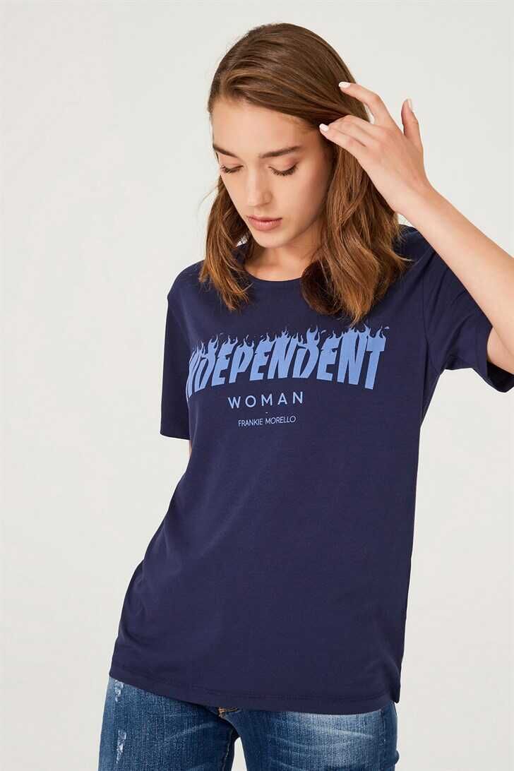 Frankie Morello Bisiklet Yaka Kadın T-Shirt - 2