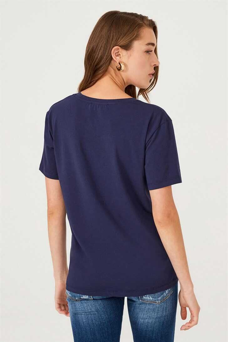 Frankie Morello Bisiklet Yaka Kadın T-Shirt - 4