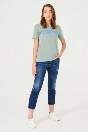 Frankie Morello Bisiklet Yaka Kadın T-Shirt - 2