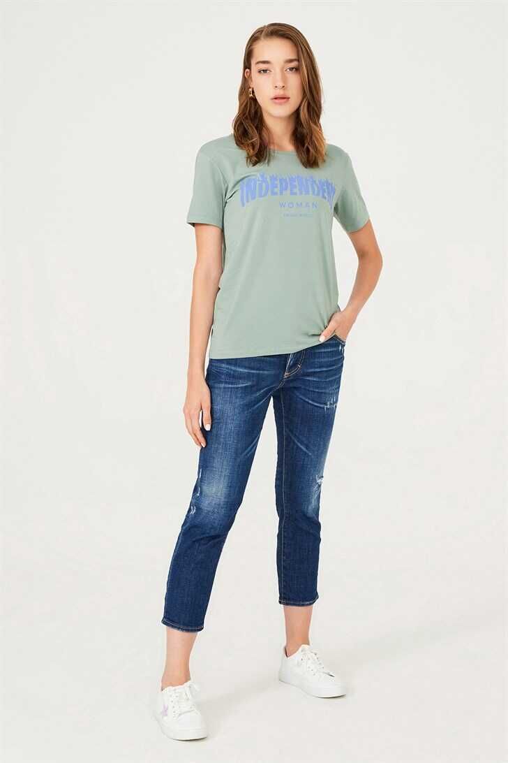 Frankie Morello Bisiklet Yaka Kadın T-Shirt - 2