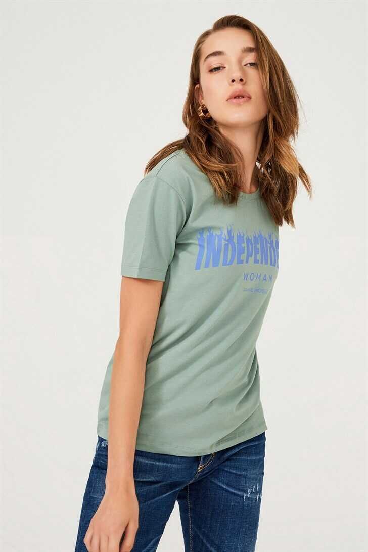 Frankie Morello Bisiklet Yaka Kadın T-Shirt - 3