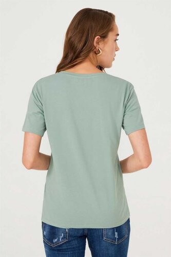 Frankie Morello Bisiklet Yaka Kadın T-Shirt - 4