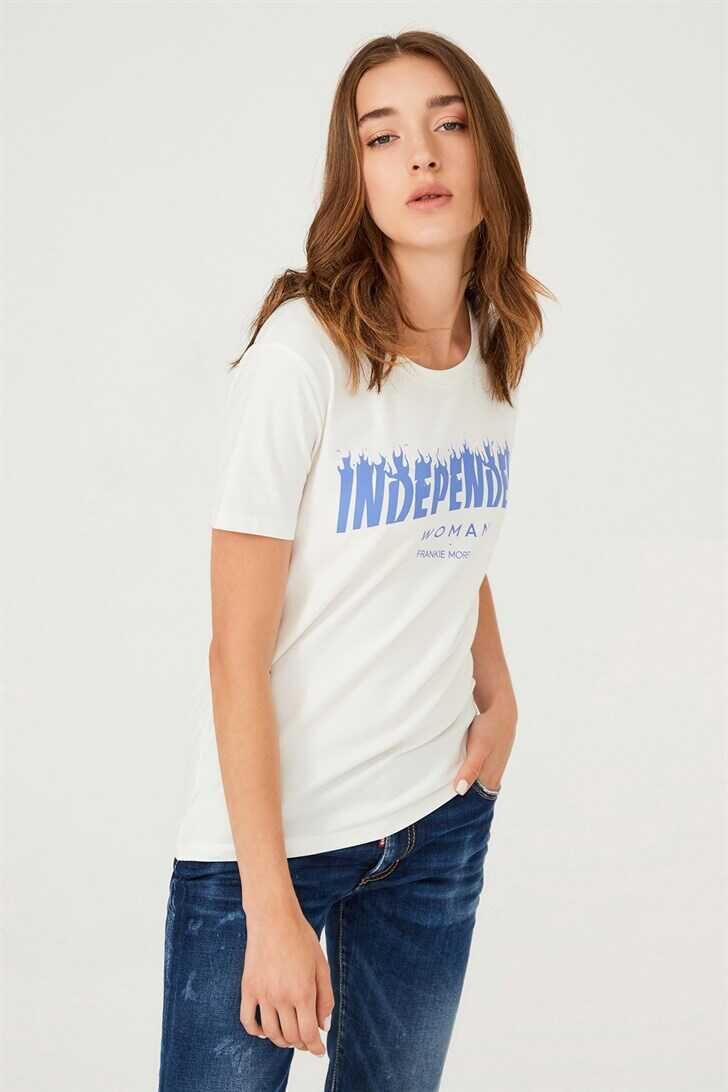 Frankie Morello Bisiklet Yaka Kadın T-Shirt - 2