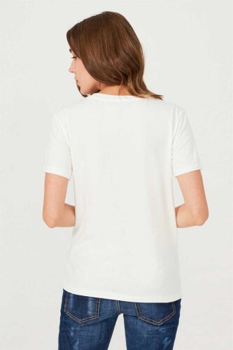 Frankie Morello Bisiklet Yaka Kadın T-Shirt - 4