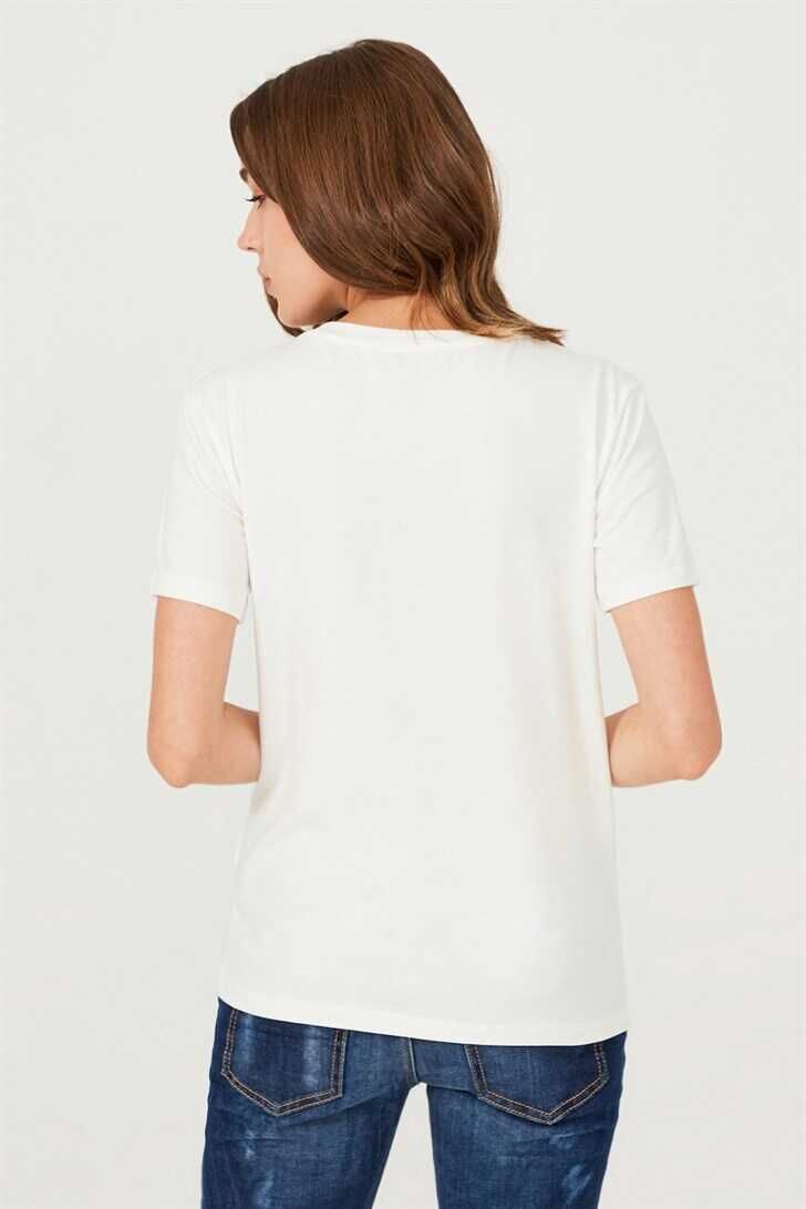 Frankie Morello Bisiklet Yaka Kadın T-Shirt - 4