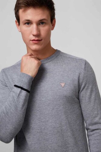 Guess Erkek Bisiklet Yaka Yün Kazak - GUESS