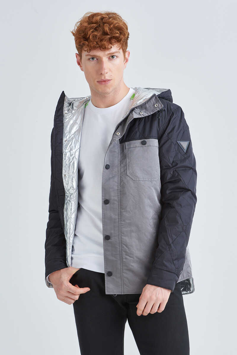 Guess Erkek İki Renkli Kapşonlu Mont - 3