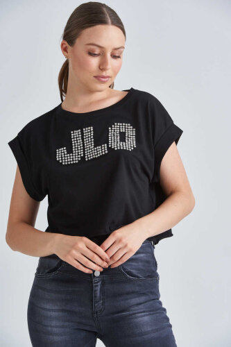 Guess JLO Baskılı Kadın Crop T-Shirt - 4