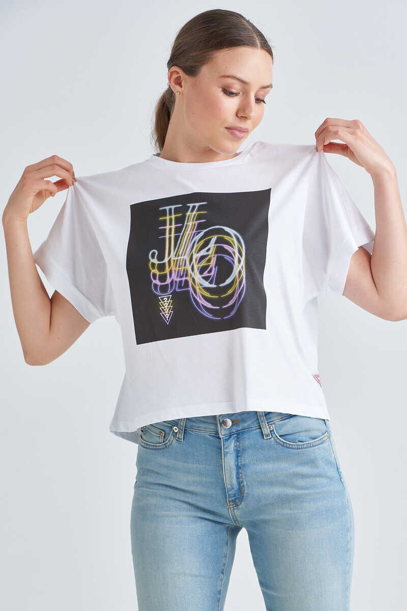 Guess Kadın Baskılı Crop T-Shirt - 1