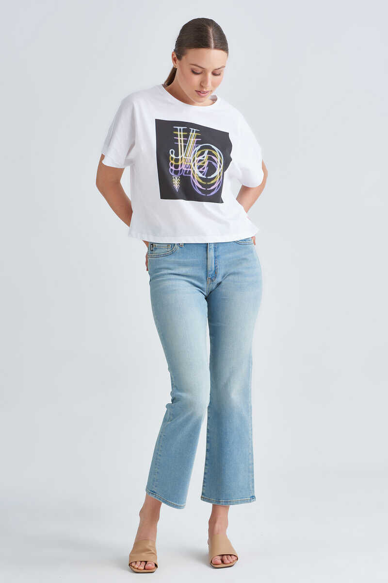 Guess Kadın Baskılı Crop T-Shirt - 2