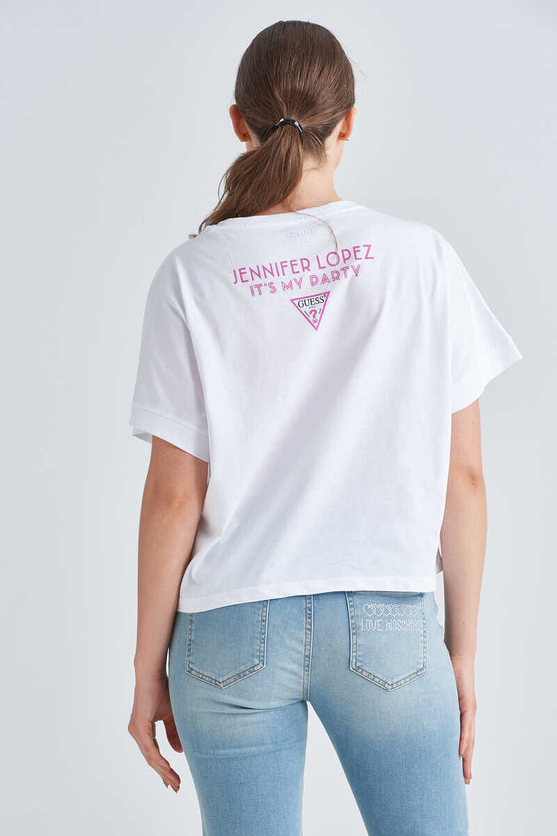 Guess Kadın Baskılı Crop T-Shirt - 3