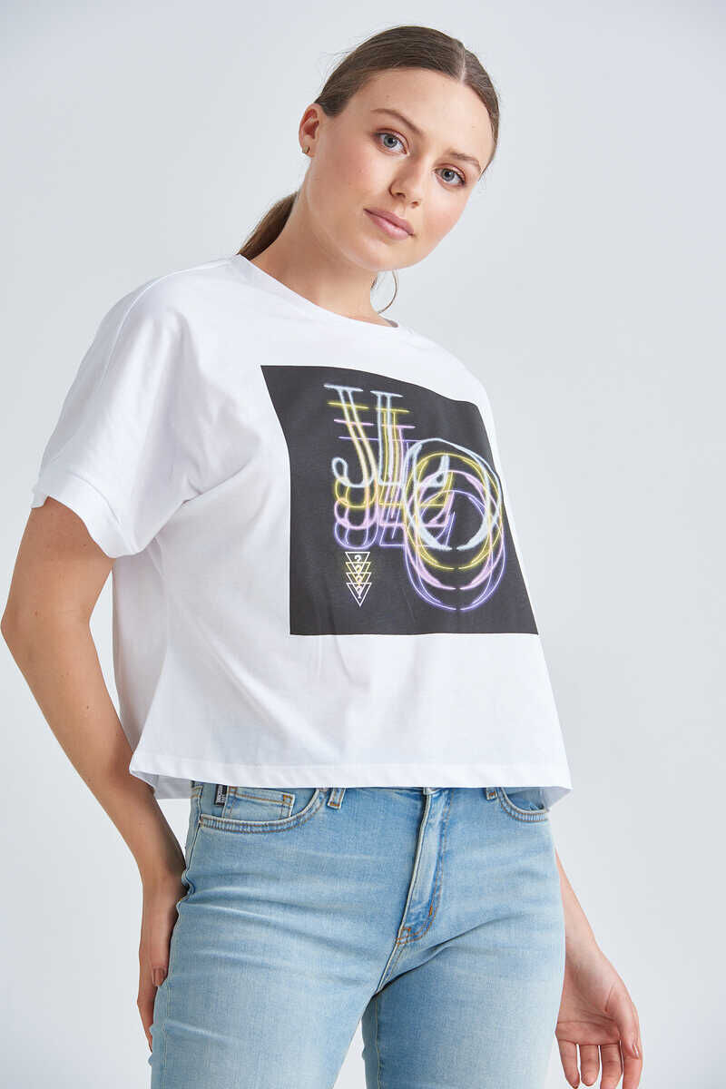 Guess Kadın Baskılı Crop T-Shirt - 4