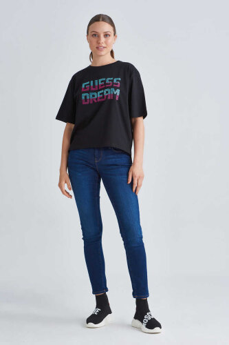 Guess Logolu Taşlı Kadın T-Shirt - 3