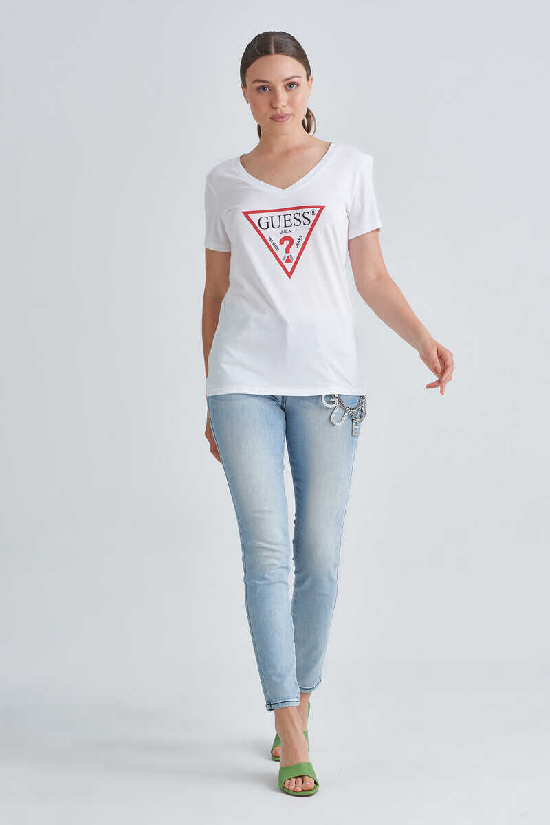 Guess Logolu V Yaka Kadın T-Shirt - 2