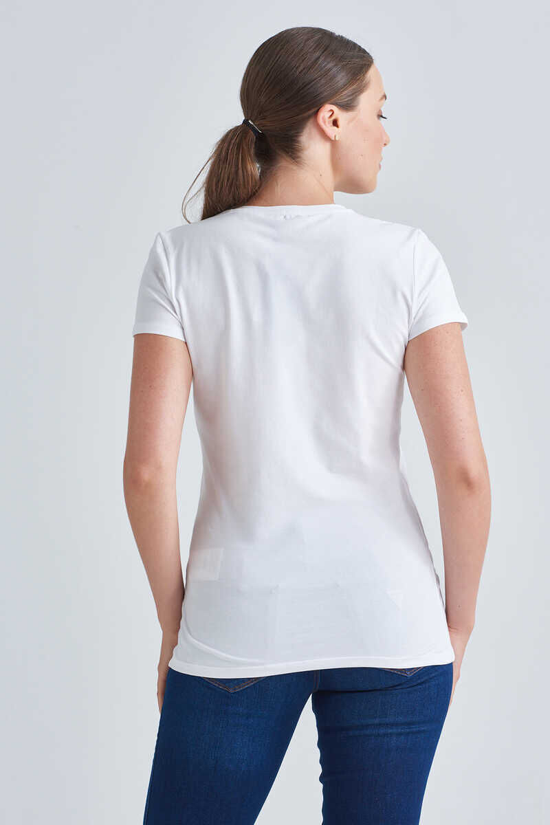 Guess Taşlı Logolu Bisiklet Yaka Kadın T-Shirt - 4