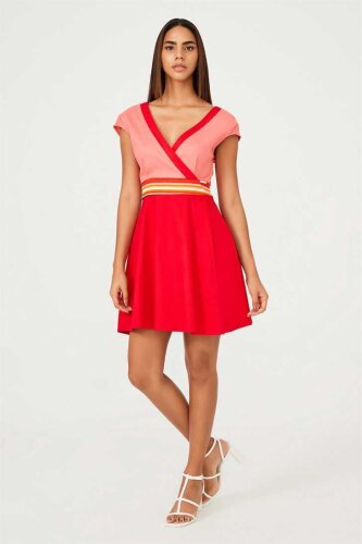 İki Renkli Kadın Mini Elbise - Frankie Morello