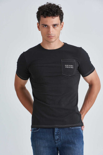 Jeckerson Bisiklet Yaka Erkek Cepli T-Shirt - Jeckerson