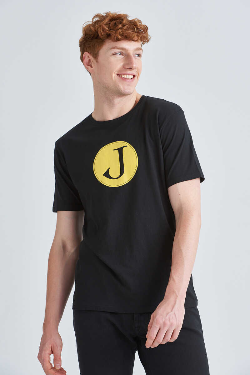 Jeckerson Erkek Logolu Bisiklet Yaka T-Shirt - 1