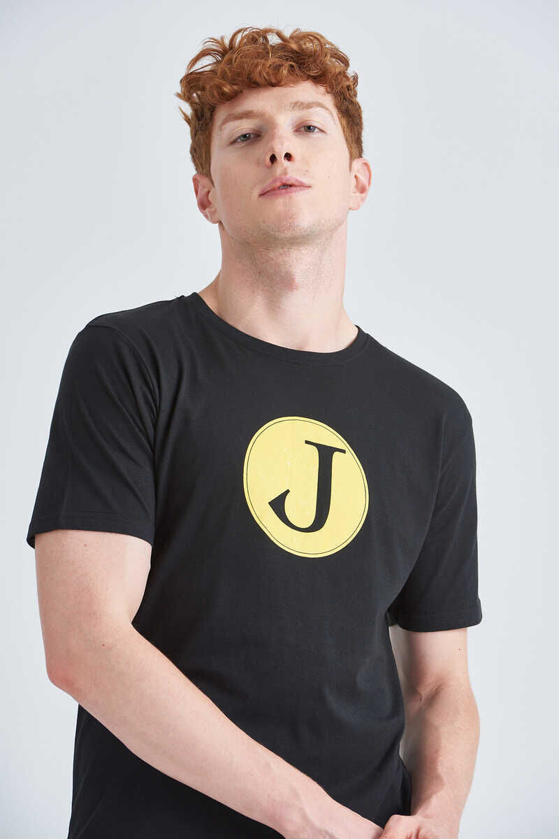 Jeckerson Erkek Logolu Bisiklet Yaka T-Shirt - 3