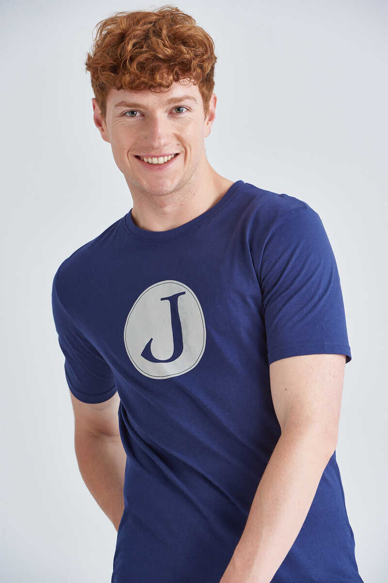 Jeckerson Erkek Logolu Bisiklet Yaka T-Shirt - 3