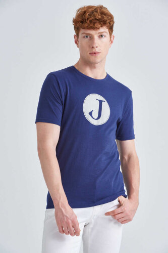 Jeckerson Erkek Logolu Bisiklet Yaka T-Shirt - Jeckerson