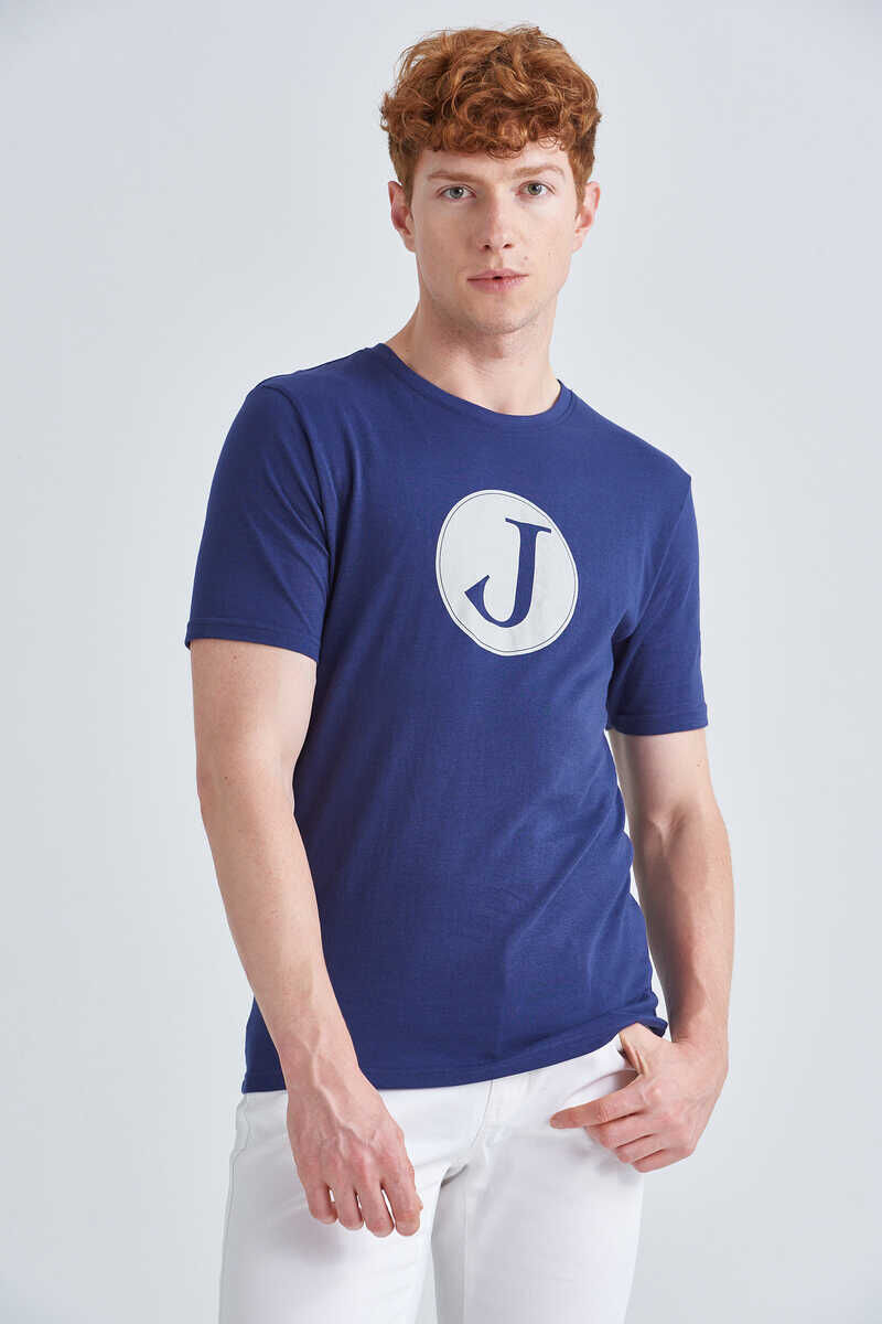 Jeckerson Erkek Logolu Bisiklet Yaka T-Shirt - 1