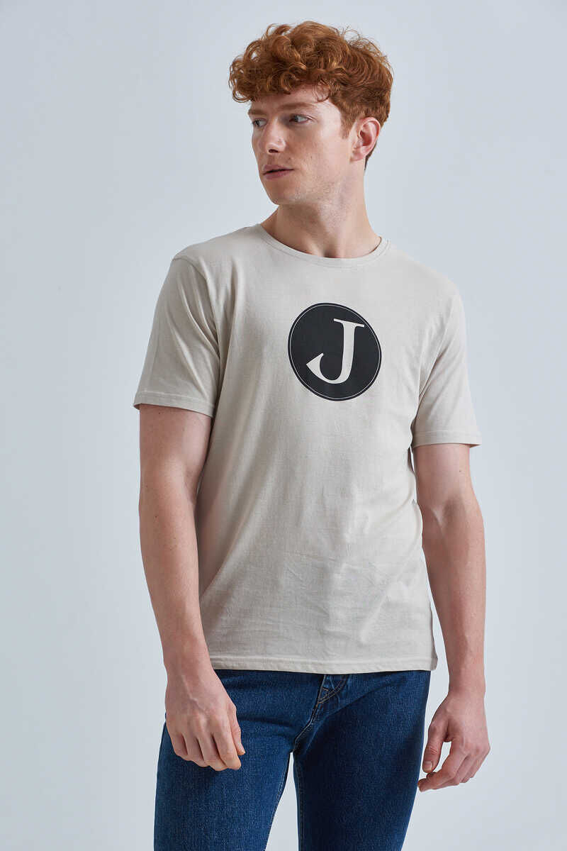 Jeckerson Erkek Logolu Bisiklet Yaka T-Shirt - 1