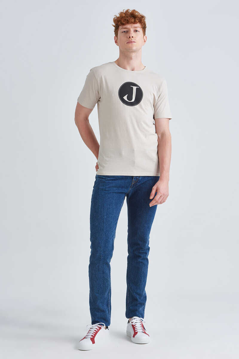 Jeckerson Erkek Logolu Bisiklet Yaka T-Shirt - 2