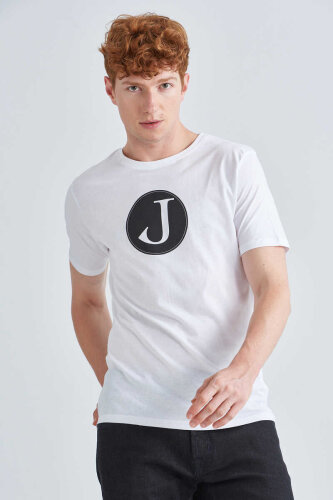 Jeckerson Erkek Logolu Bisiklet Yaka T-Shirt - Jeckerson