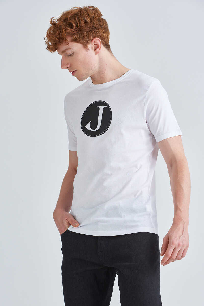 Jeckerson Erkek Logolu Bisiklet Yaka T-Shirt - 3