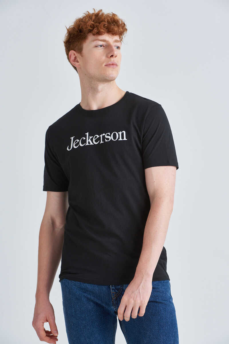 Jeckerson Erkek Yazılı Bisiklet Yaka T-Shirt - 1