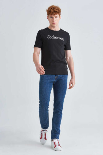 Jeckerson Erkek Yazılı Bisiklet Yaka T-Shirt - 2