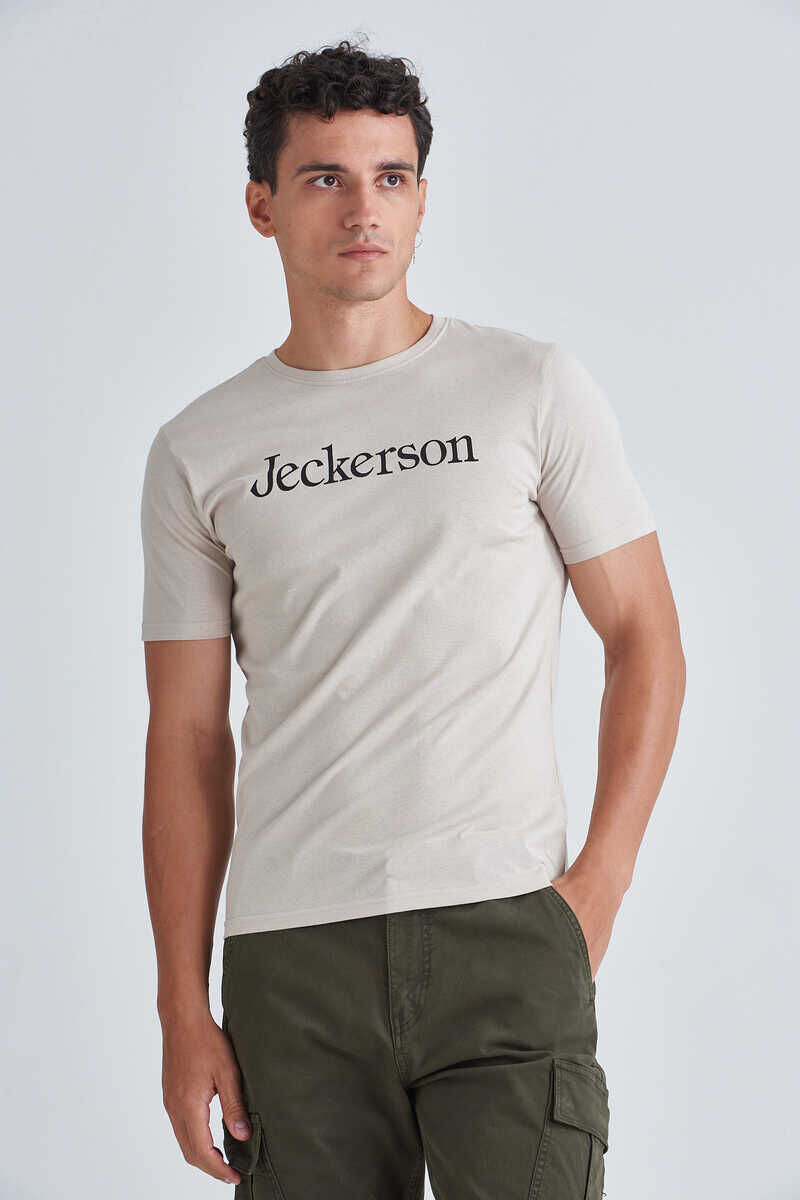 Jeckerson Erkek Yazılı Bisiklet Yaka T-Shirt - 1